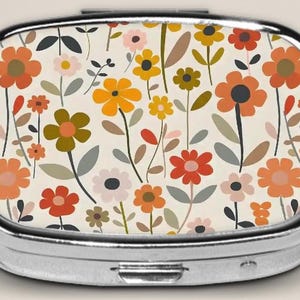 Retro Flower Pill Box For Purse, Small Medicine Box, Unique gift, Jewelry box, Pill Box For Grandparents Gifts, Gift Ideas