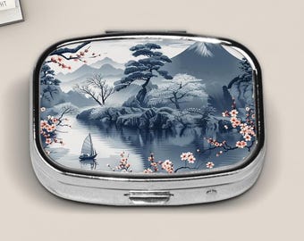 Japanese Art Pill Box: Travel Pill Container, Gift Ideas