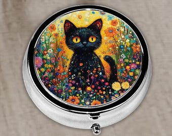 Cat Pill Box: Floral Cat Mom Pillbox
