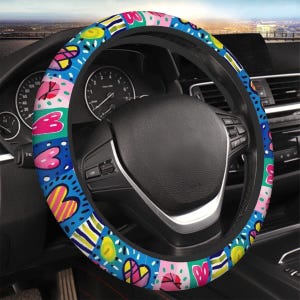 Zentangle Car Steering Wheel Cover, Elastic Car Steering Cover