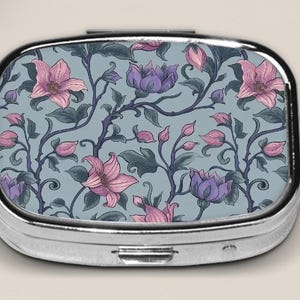 Cute Pill Box for Purse With Flower Pattern, Gift Ideas
