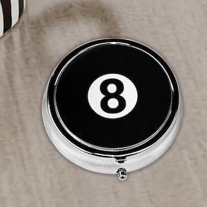 Eight Ball Pill Box For Purse Pocket And Travel, Poll Billiards Pill Case, Funny Pill Holder, Travel Accessories