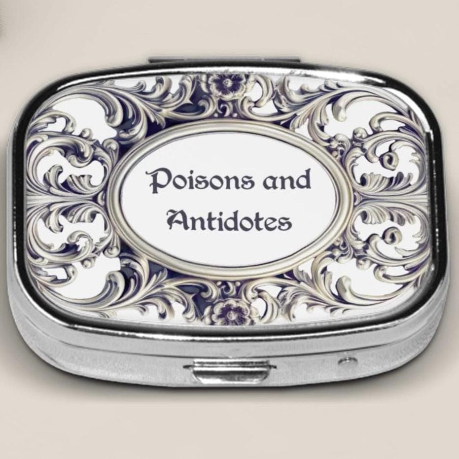 Poisons and Antidotes Pill Box - SteamPunk Gothic Curious Strange and Unusual Gifts, Trinket Box, Pill Case, Pill Holder, Witch Pill Box