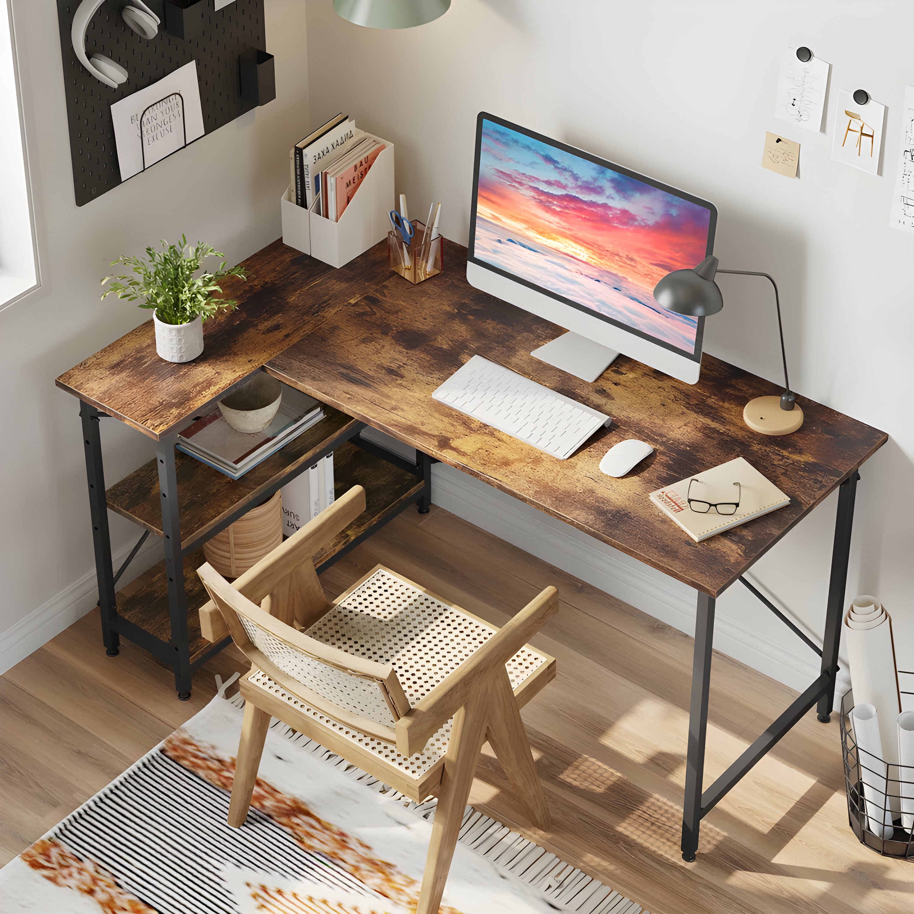 Computer aus Holz, Bürodeko, Holzteile bemalen - Computer aus Holz