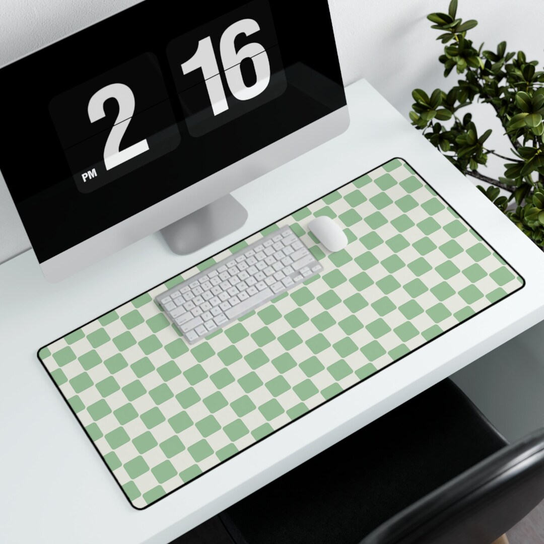 Checkered Sage Green Desk Pad Desk Mat Aesthetic Desk Mat Etsy