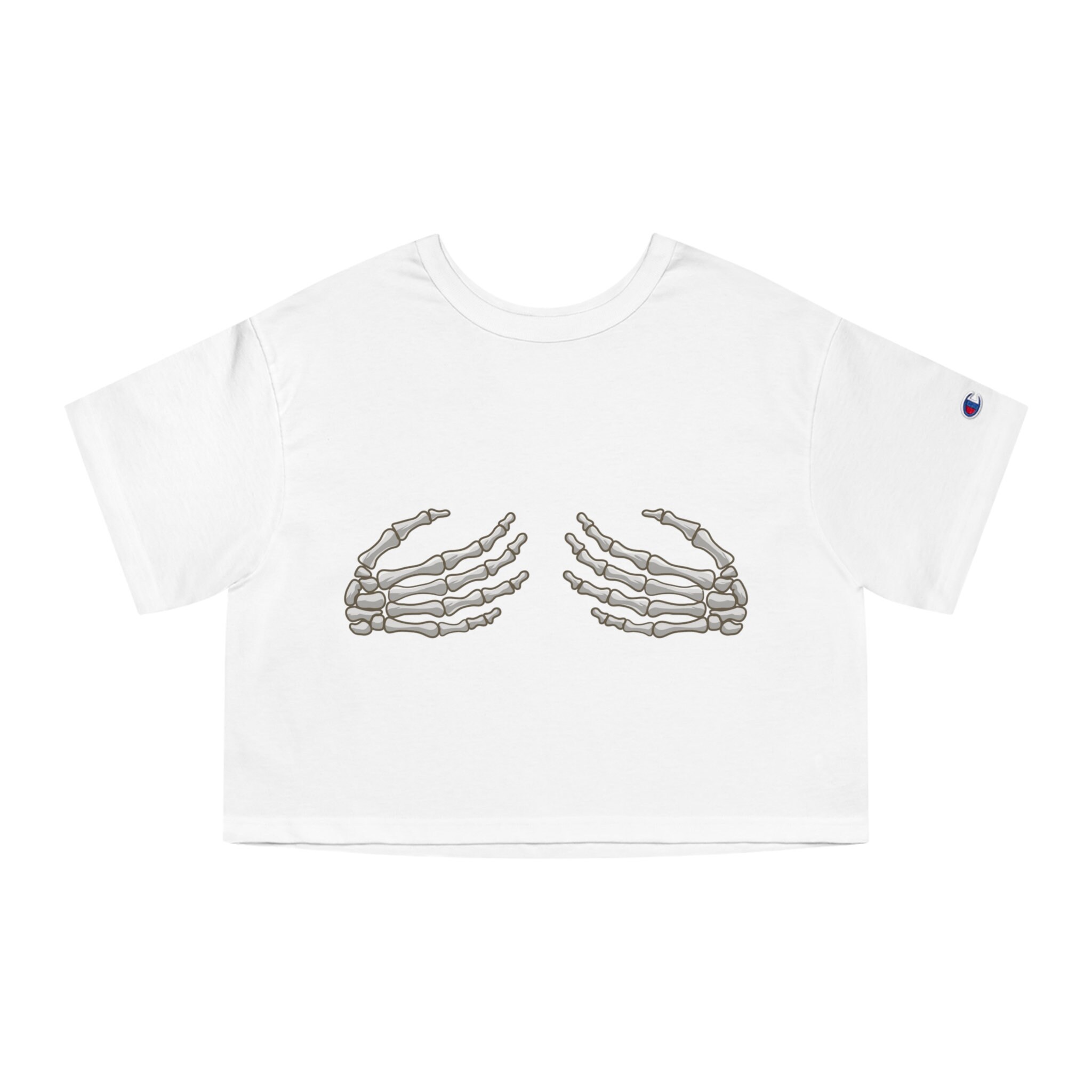 Discover Skeleton Hands Shirt, CHAMPION CROP TEE, Halloween Shirt, Halloween Skeleton, Champion Women's Heritage Cropped T-Shirt