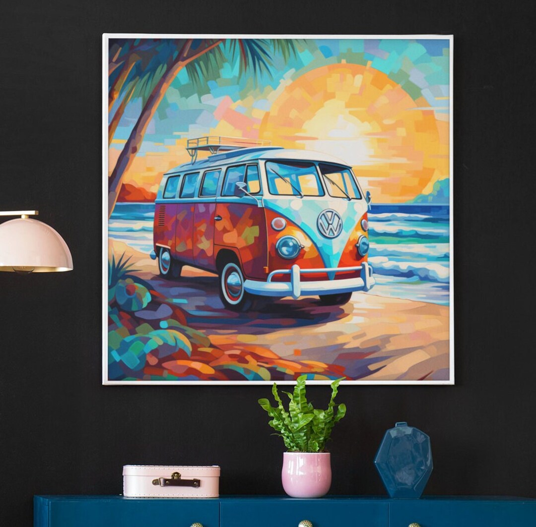 VW Wall Art Surfing Art Vintage Decor . Art Symbolic Art Etsy