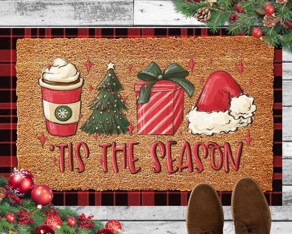 Christmas Doormat for Front Porch, Winter Doormat, Holiday Hostess Gift,  Front Door Mat, Holiday Door Mat, Christmas Decor Outdoor 