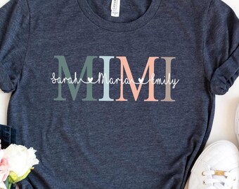 Custom Mimi Shirt, Grandma Shirt With Names, Personalized Mimi Shirt, Mother's Day Shirt, Mimi With Grandkids Names Tee, Mimi Birthday Gifts
