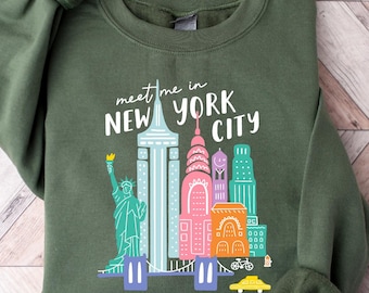 Meet Me In New York Sweatshirt, State Silhouette Unisex Sizes