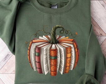 Fall Teacher Sweatshirt, Fall Book Pumpkin Sweater, Halloween Teacher Tee, Pumpkin Book Sweatshirt, Bookworm Gift Tee, Book Lover Sweatshirt