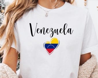 Venezuela Flag Shirt with Heart Shirt, South America Gift Idea for Her, Cute Venezuela Shirt
