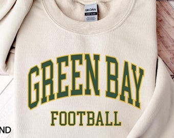 Green Bay Football Sweatshirt and Shirt, Green Bay Football Fan Shirt, Retro Green Bay Varsity Sweater, Game Day Sweater,Sunday Football Tee