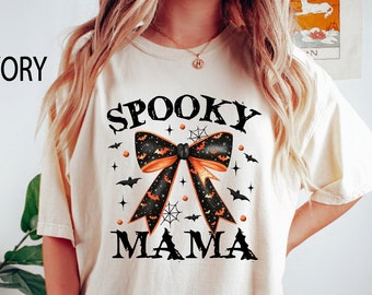 Comfort Colors® Halloween Spooky Mama Shirt, Halloween Mom Shirt, Spooky Shirt for Mama, Spooky Season Tee, Halloween Mom Gift, Mama Bat Tee
