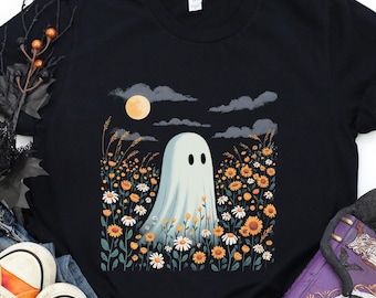 Floral Ghost Shirt, Spooky Season Sweatshirt, Halloween Shirt, Cute Ghost Shirt, Vintage Halloween Tee, Ghost Lover Shirt, Halloween Gift