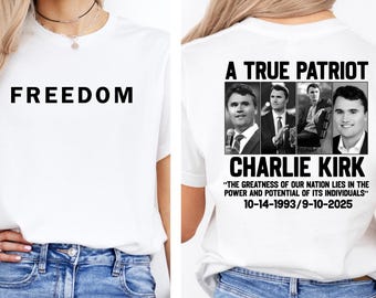 Camiseta de Charlie Kirk: Libertad, Política, Justicia, Patriótica, Asesinato de Kirk, Activista