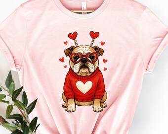 English Bulldog Valentine Shirt: Valentine's Day Bulldog Mom Tee