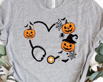 Nurse Halloween Stethoscope Shirt, Spooky Nurse Shirt, Dr Halloween Tees, Pumpkin Nurse Shirt, Spooky Season Shirt, Nurse Appreciation Shirt