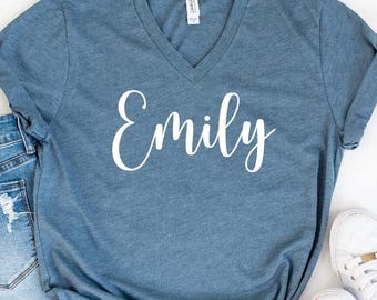 Custom V Neck Shirt, Personalized V-neck Shirts, Custom Shirt, Add Your Own Text, Customized Vneck Shirt, Add Your Own Text, Design Your Own