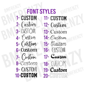 a collection of font styles, ranging from 1 to 20, with each style represented by a unique font design. The font styles are organized in a grid format, allowing for easy comparison and selection based on the desired style.