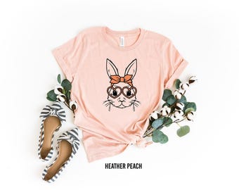 Glasses Bunny Shirt, Easter Shirt, Toddler Easter Shirt, Easter Shirt For Woman, Kids Easter Shirt, Easter Matching Shirt, Leopard Bunny Tee