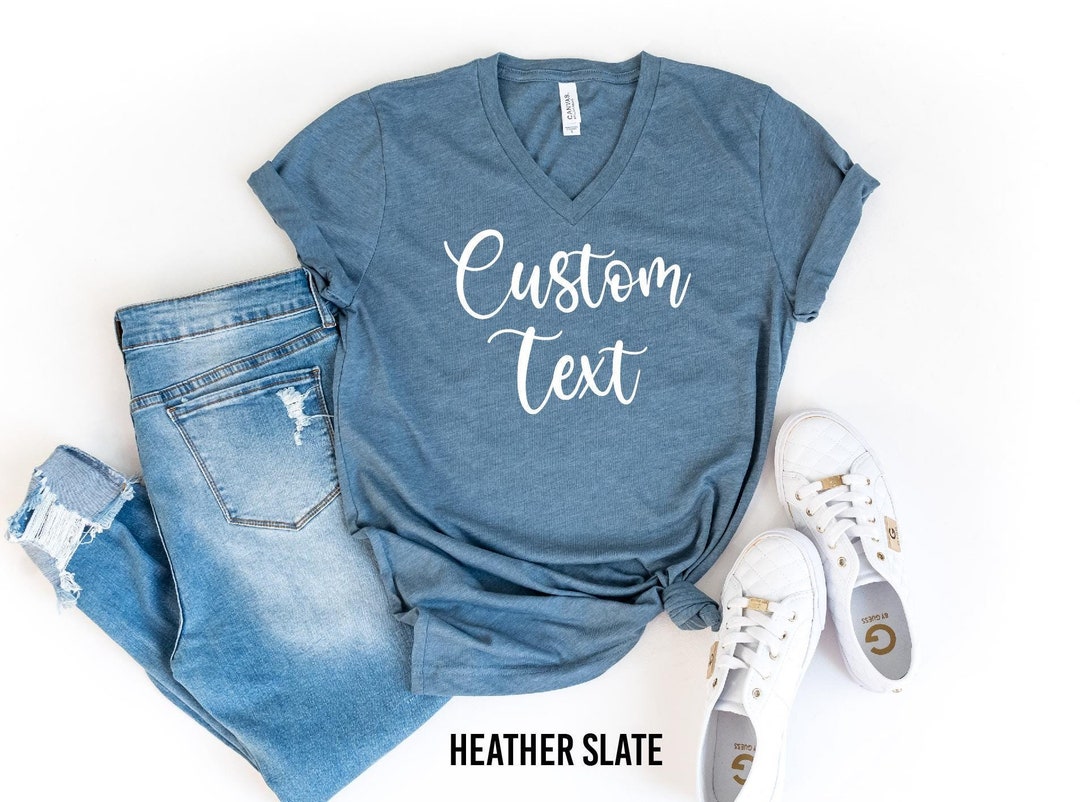 Custom V Neck Shirt, Personalized V-neck Shirts, Custom Shirt, Add Your ...