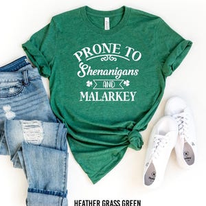 Prone to Shenanigans and Malarkey Shirt, Funny St Patricks Day Shirt, Lucky Shamrock Shirt, Saint Paddys Shirt, Irish T-Shirt, Lucky Apparel