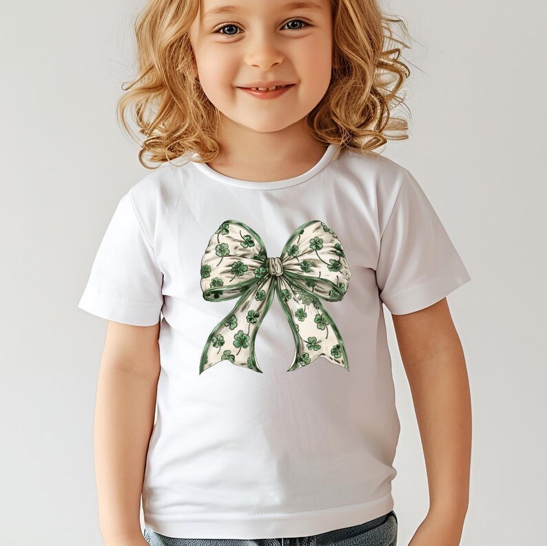Coquette St Patrick's Day Bow Kids Shirt, St Patrick's Day Kids Shirt, Lucky Kids Shirt, St Patrick's Gift, Shamrock Irish Youth Toddler Tee