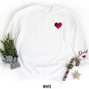 Personalized Valentines Day Shirt for women, Watercolor Heart Valentine's Gift , Valentine's Day matching Long- Sleeve, Crewneck Valentine's Day Tee, Mother's Day Sweatshirt, Gift for Mom