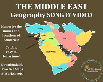 Middle East Geography Memory SONG, VIDEO, Maps & Worksheets
