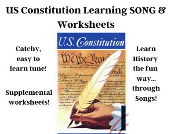 US Constitution History Learning SONG & Worksheets