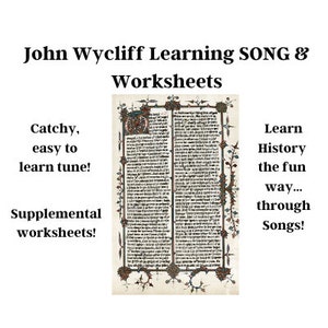 John Wycliff History Learning SONG & Worksheets