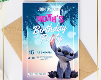 Stitch Kids Birthday Invitation Template