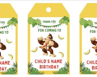 Donkey Kong Birthday Favor Tags