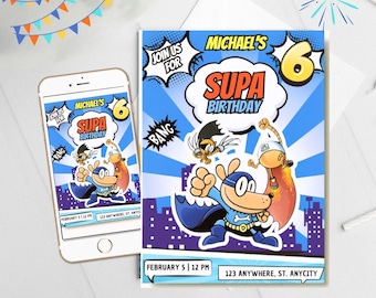 Dog Man Supa Buddies Birthday Invitation Template