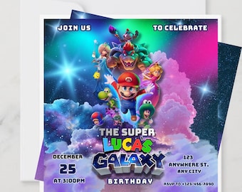 The Super Mario Galaxy Birthday Invitation Template