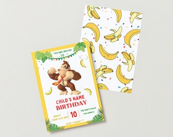 Plantilla de invitación de cumpleaños infantil de Donkey Kong