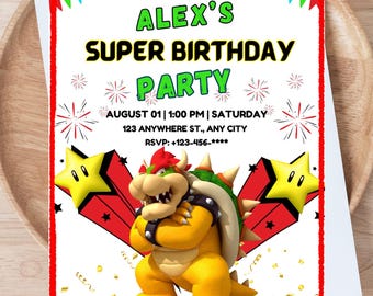Bowser Birthday Invitation Template