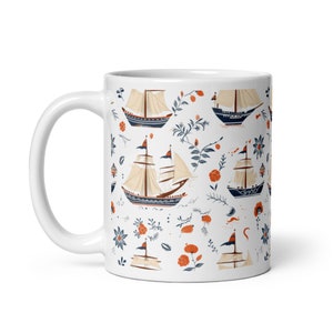 Sailing travel mug, sailing mug gift, sailor coffee mug, sailboat mug, nautical kitchen mug, beach house mug, boat-themed mug