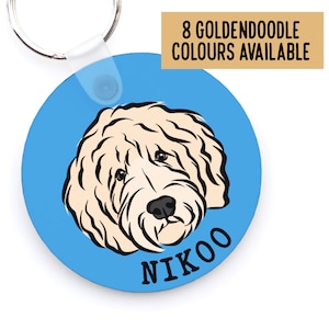 Porte-clés Goldendoodle personnalisé/Porte-clés propriétaire Goldendoodle personnalisé/Porte-clés visage de chien mignon/Idée cadeau souvenir souvenir de propriétaire de propriétaire de chien personnel