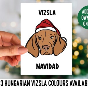 Hongrois Vizsla Greeting Card / Custom Dog Owner Merry Christmas Card / Custom Dog Breed Face Card / Vizsla Lover Christmas Folded Card