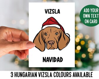 Hongrois Vizsla Greeting Card / Custom Dog Owner Merry Christmas Card / Custom Dog Breed Face Card / Vizsla Lover Christmas Folded Card