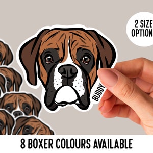 Adesivi per cani Boxer / Adesivi personalizzati con nome di razza di cane fustellato / Design personalizzato dell'autoadesivo del disegno del pugile / Regalo dell'autoadesivo del computer portatile della mamma del pugile
