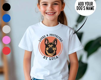 Maglietta personalizzata per bambini con ritratto di pastore tedesco: maglietta in cotone con ritratto di cane GSD