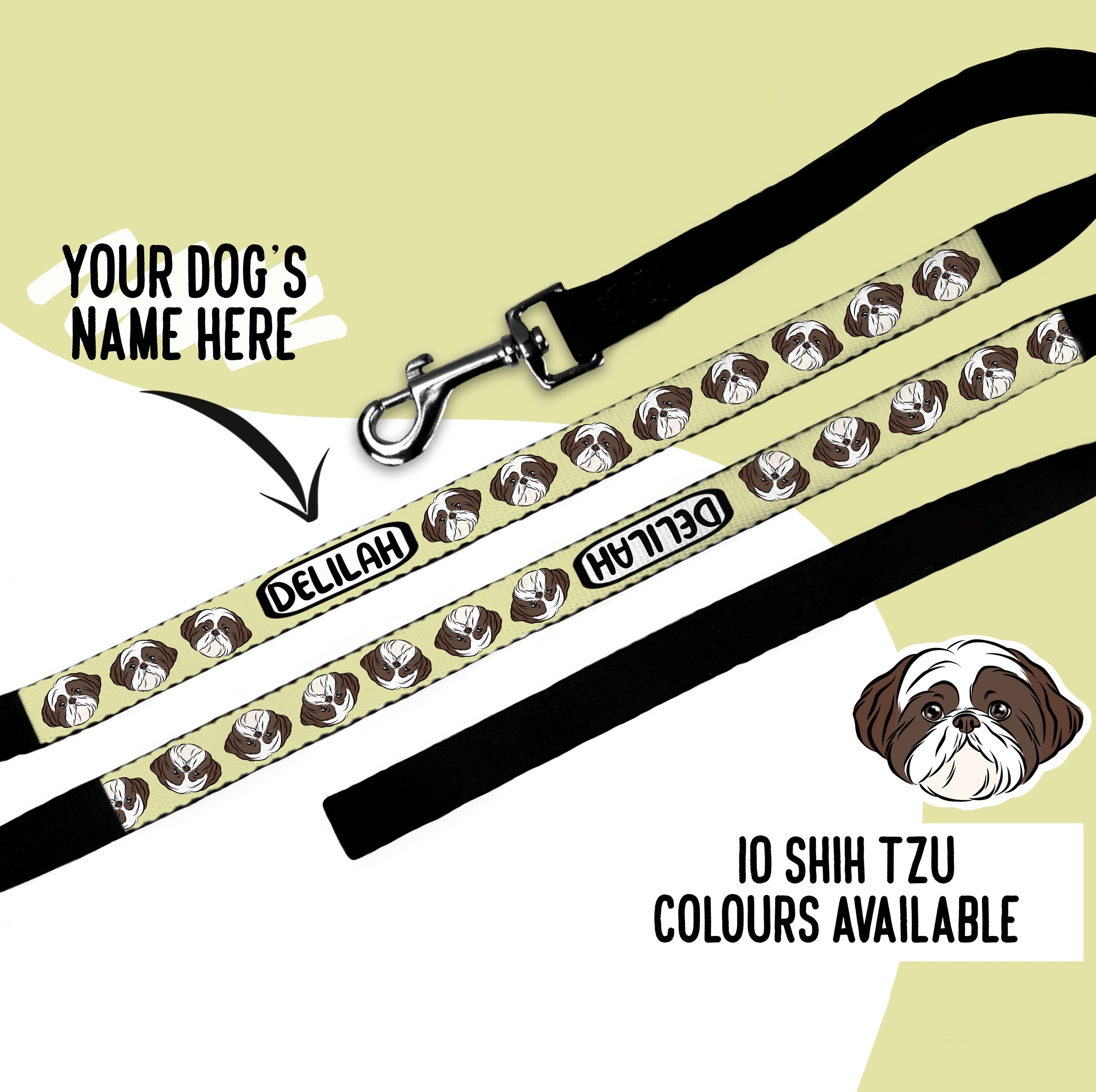 Pettorina Riflettente Per Cani Piccola Taglia – Imbracatura A Gilet Con Guinzaglio, Stampata Shih Tzu, Regolabile E Traspirante Per Passeggiate