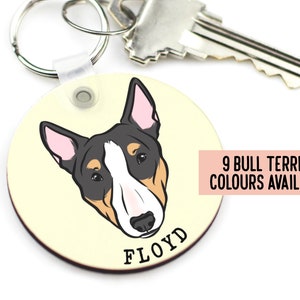 Bull Terrier Keyring/ Personal Bull Terrier Owner Keychain/ Custom Dog Face Portrait Keyring/ Bully Owner Gifts/ Bull Terrier Name Keyring