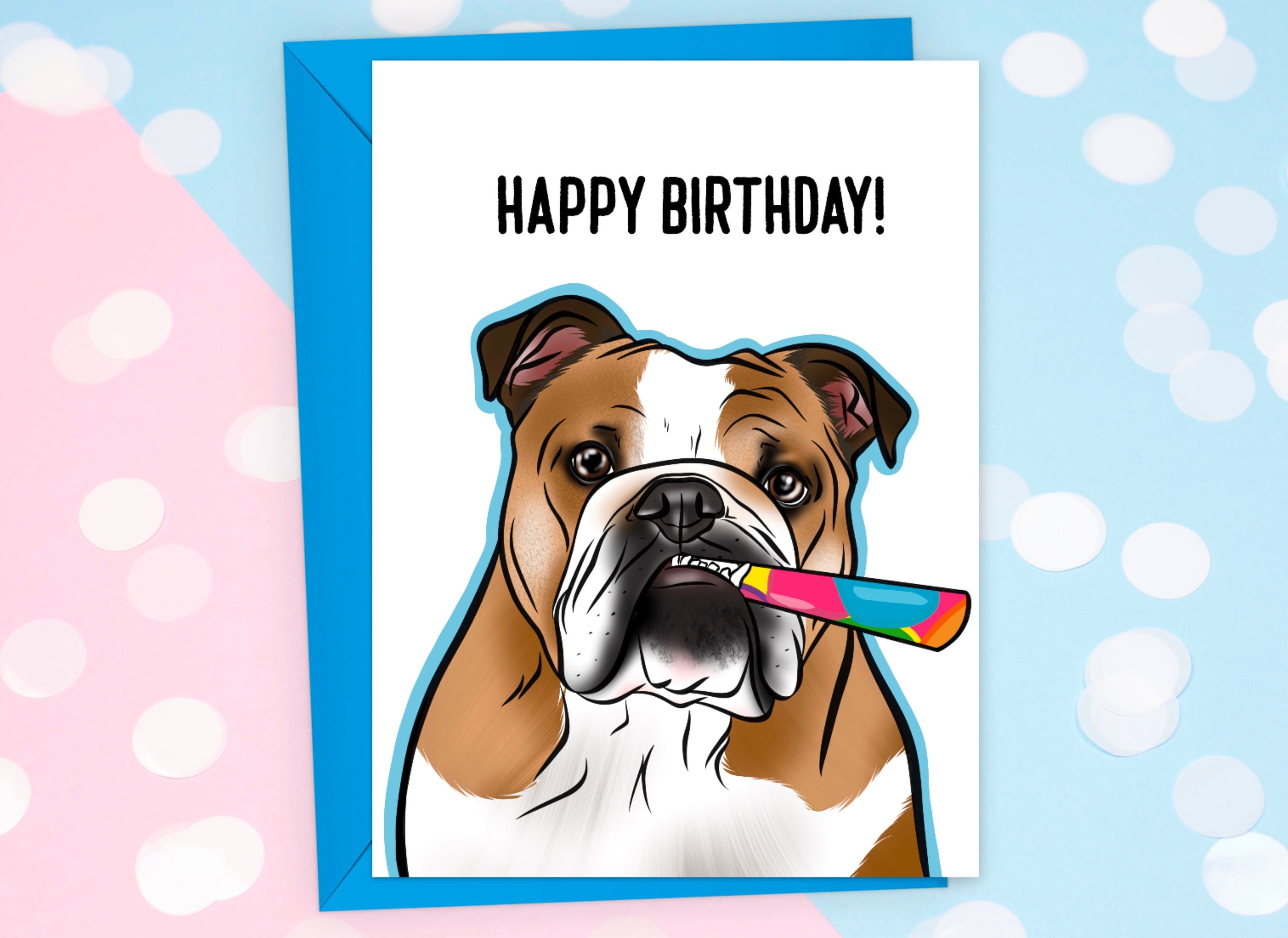 Artery8 Grußkarte „Cool Dog“ – Bulldogge Design, Blanko Innen, 17,5x12,5 Cm