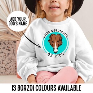 Barsoi Kinder Pullover / Hunderasse Cartoon Kinder Sweatshirt / Personalisierter russischer Barsoi Hundepullover / Süßes Haustier Kind Kleidung Geschenk für Barsoi