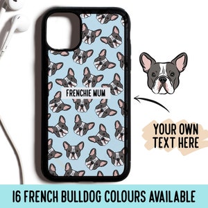 Coque de téléphone bouledogue français, visage Frenchie, coque de téléphone portable Frenchie, propriétaire, coque pour iPhone, motif chien, sublimation, coque de téléphone personnalisée