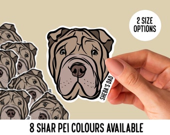 Personalised Shar Pei Stickers/ Custom Dog Face Die Cut Stickers/ Shar Pei Owner Gifts/ Pet Name Laptop Sticker Decal/ Shar Pei Lover Gift